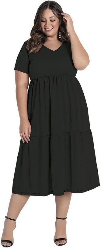 Imagem principal Vestido Babados Preto Plus Size Marguerite Marguerite