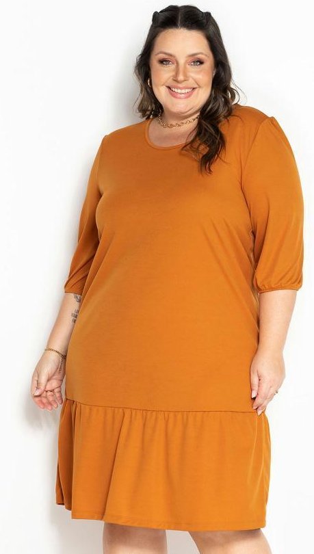 Imagem principal Vestido Caramelo com Franzido e Mangas Plus Size Marguerite Marguerite