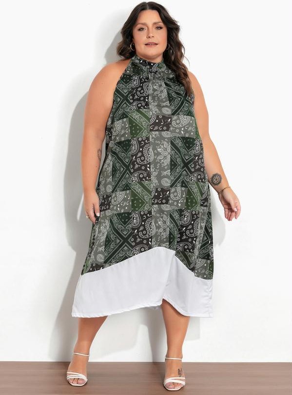 Imagem principal Vestido Cashmere Verde e Branco Plus Size Marguerite Marguerite