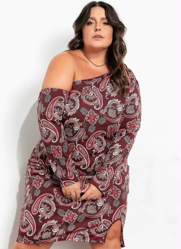 Imagem principal Vestido Étnico Bordô Assimétrico Plus Size Marguerite Marguerite