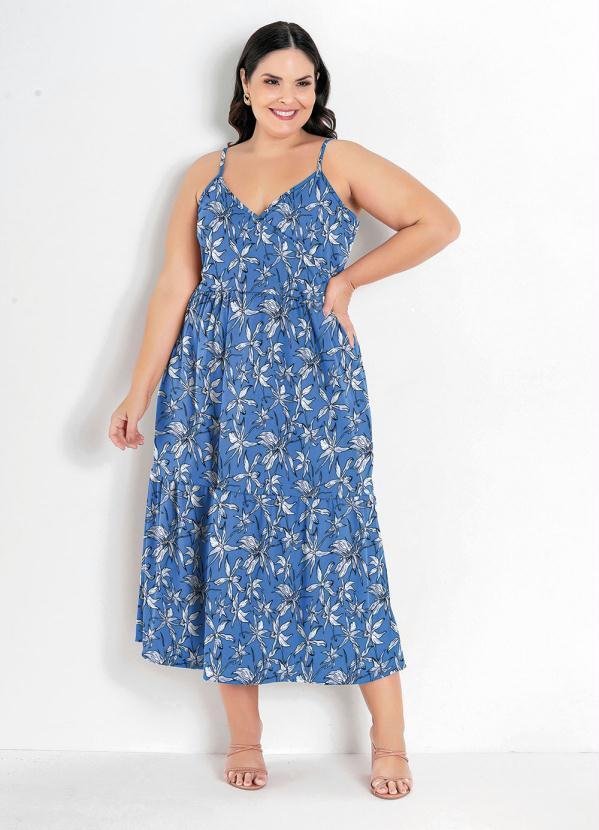 Imagem principal Vestido Floral Azul com Transpasse Plus Size Marguerite Marguerite