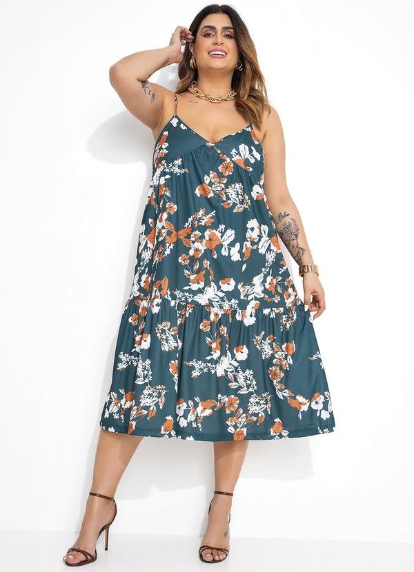 Imagem principal Vestido Floral Verde de Alças Plus Size Marguerite Marguerite