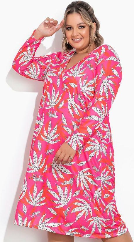 Imagem principal Vestido Folhas Pink Recortes Vazados Plus Size Marguerite Marguerite