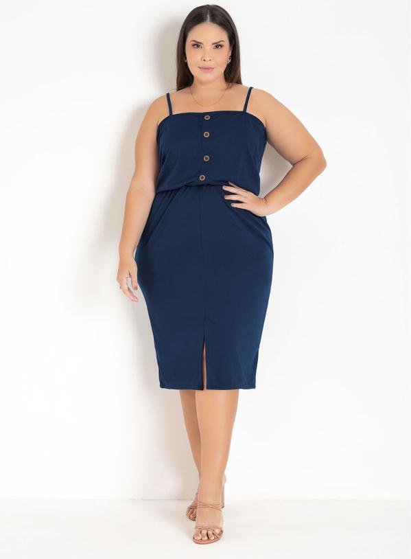 Imagem principal Vestido Marinho com Botões Decorativos Plus Size Marguerite Marguerite