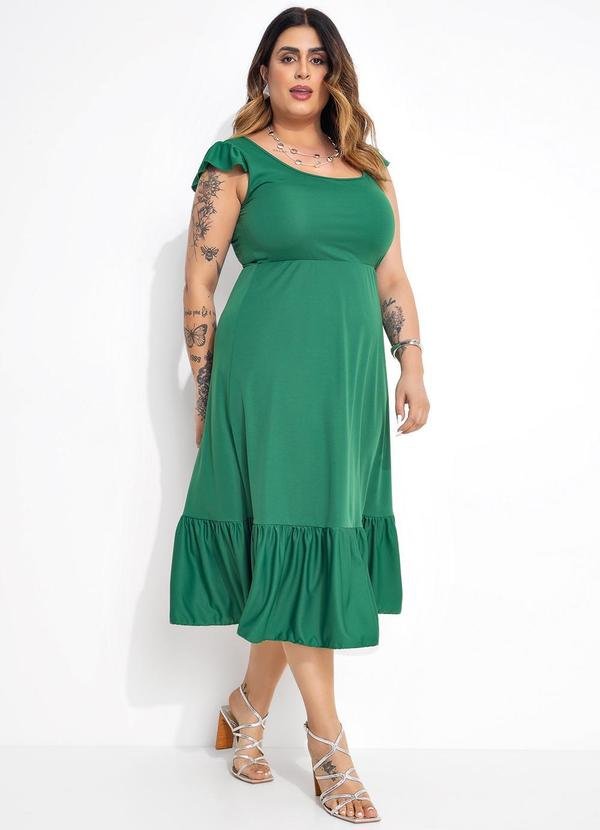 Imagem principal Vestido Midi Verde com Franzidos Plus Size Marguerite Marguerite