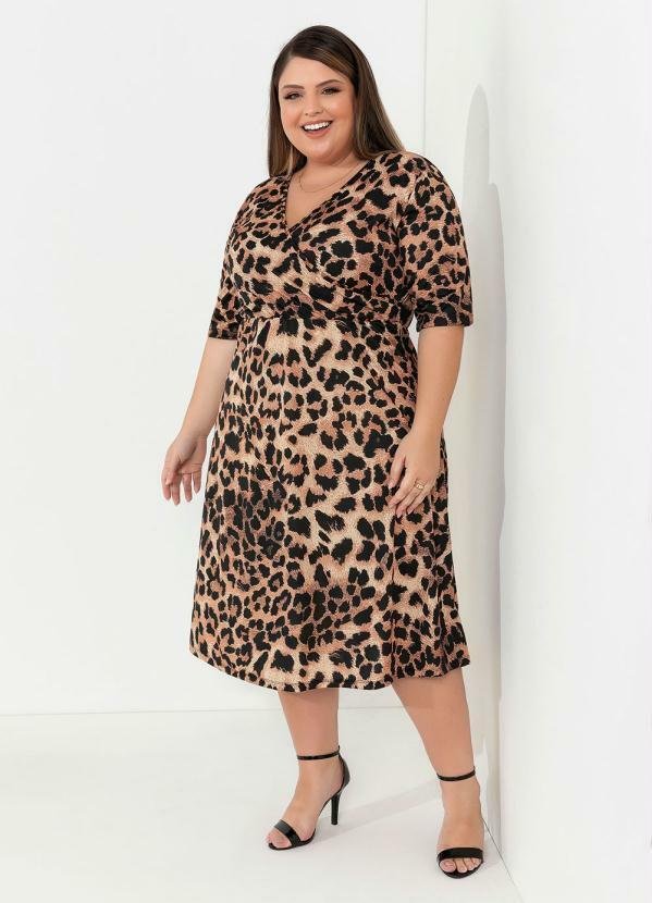 Imagem principal Vestido Onça com Decote Transpassado Plus Size Marguerite Marguerite