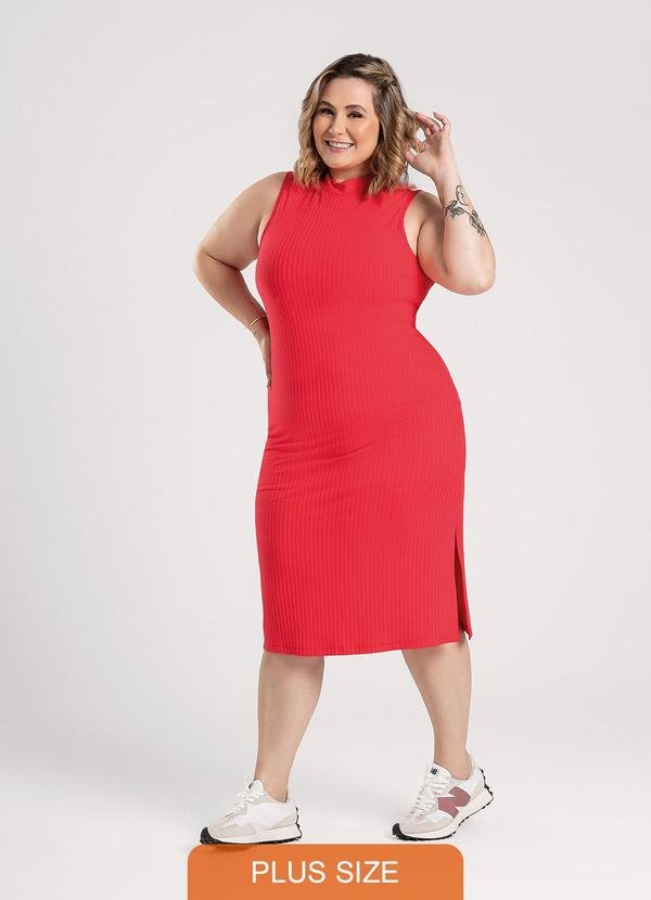 Imagem principal Vestido Plus Size Midi em Canelado Vermelho Cativa Cativa