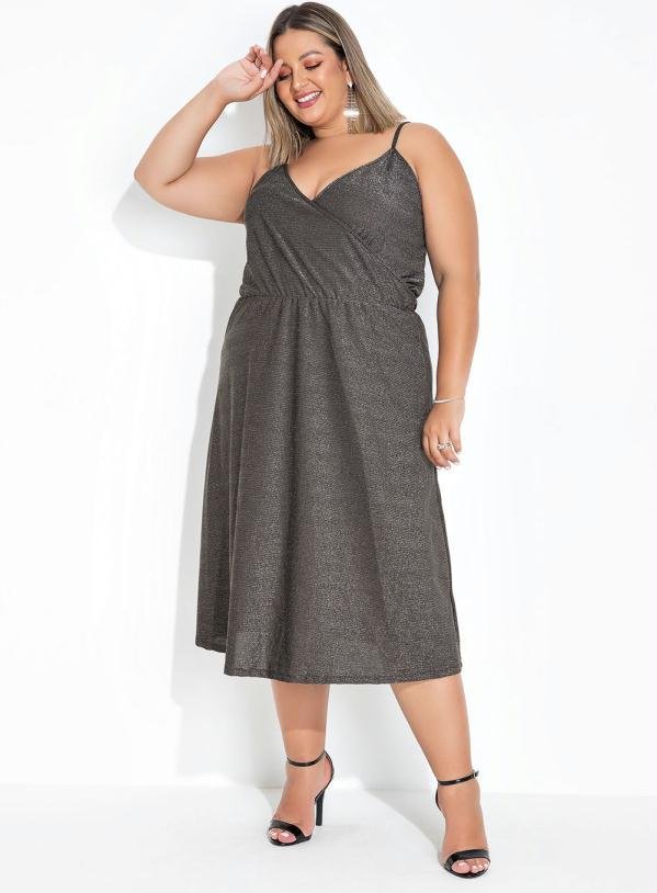 Imagem principal Vestido Prata com Brilho Transpassado Plus Size Marguerite Marguerite