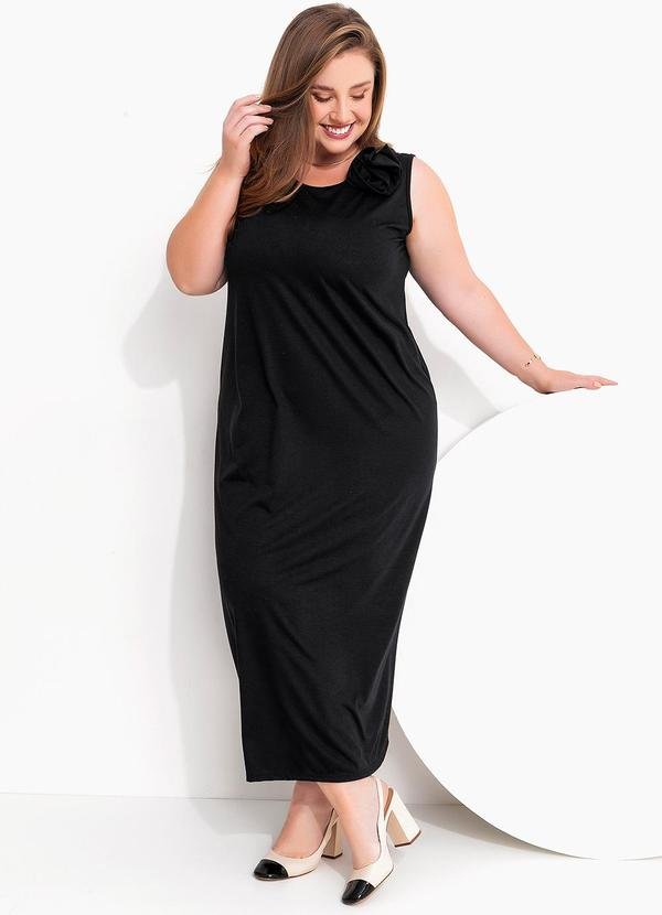 Imagem principal Vestido Preto com Aplique de Flor Marguerite Marguerite