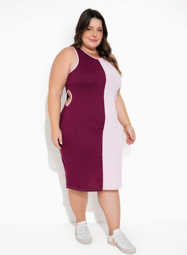 Imagem principal Vestido Rosa e Púrpura com Recortes Plus Size Marguerite Marguerite