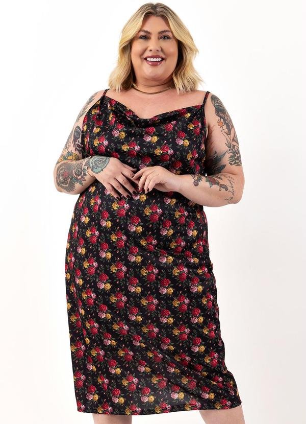 Imagem principal Vestido Rosas Preto em Jersey Acetinado Marguerite Marguerite