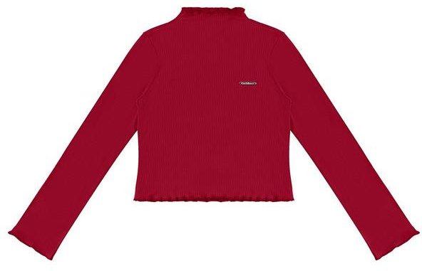 Blusa Cropped Canelada Menina Vermelho