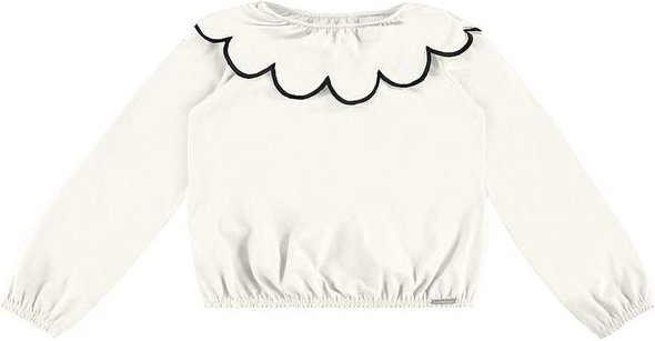 Blusa Cropped com Bordado Menina Bege