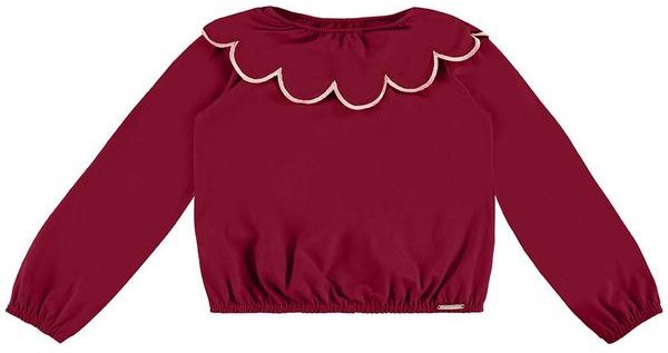 Blusa Cropped com Bordado Vermelho
