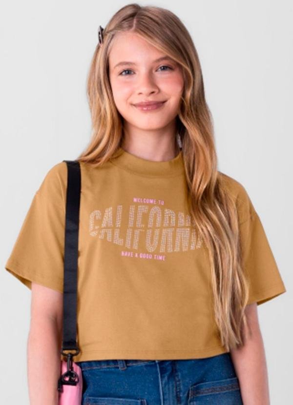 Imagem principal Blusa Cropped em Malha Infantil Menina Marrom