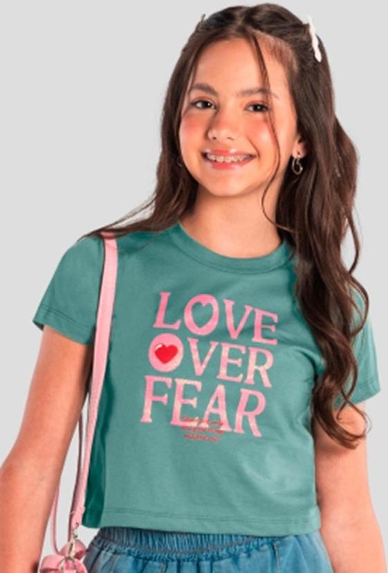 Imagem principal Blusa Cropped Teen Menina com Glitter Verde Brandili Brandili