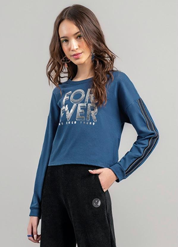 Imagem principal Blusa Cropped Teen Menina em Malha Azul