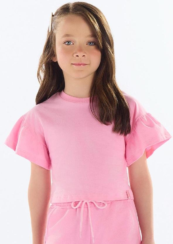Imagem principal Cropped Básico Meia Malha Menina Rosa Quimby Quimby