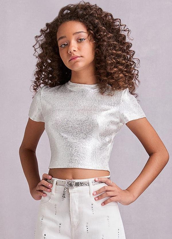 Imagem principal Cropped de Foil Craquelado Prata I Am I Am