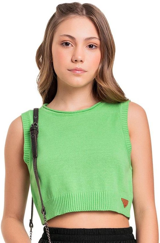 Imagem principal Top Cropped em Tricô Juvenil Verde Gloss Gloss