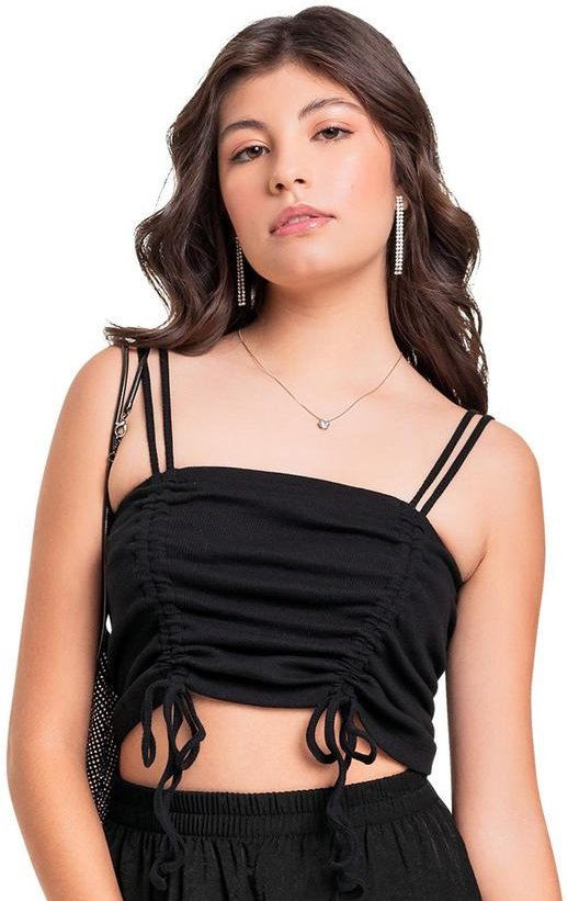 Imagem principal Top de Alcinha em Ribana Juvenil Preto Gloss Gloss