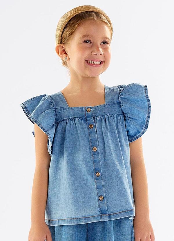 Imagem principal Bata Infantil em Jeans com Elastano Azul Up Baby Up Baby