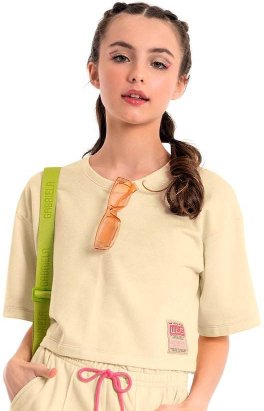 Imagem principal Blusa Básica Cropped em Moletom Bege Gloss Gloss