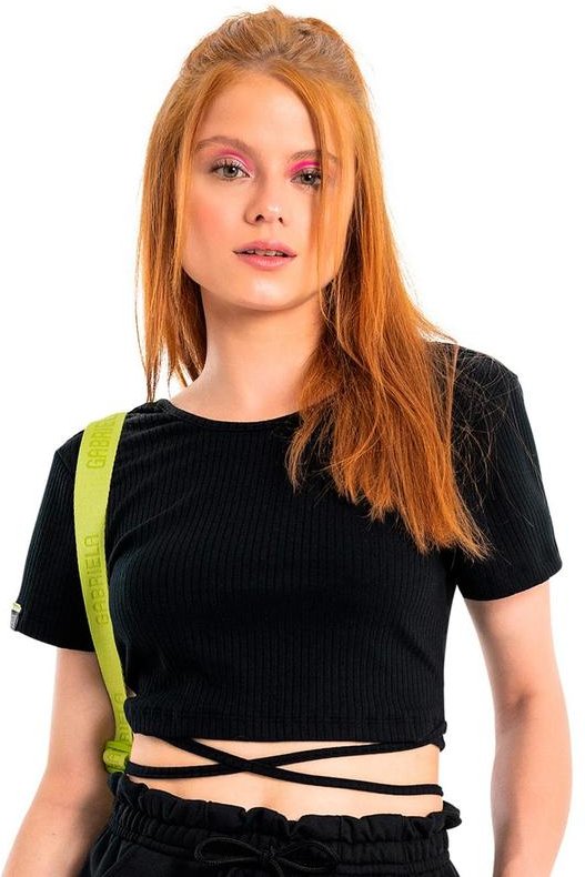 Imagem principal Blusa Básica Cropped em Ribana Preto Gloss Gloss