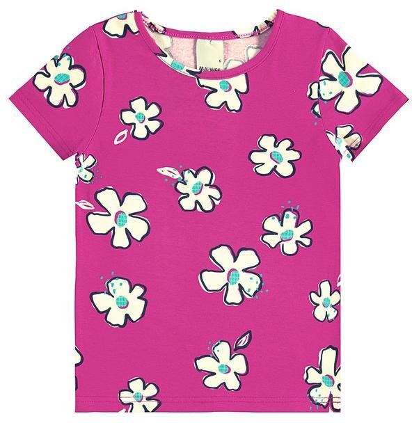 Blusa Básica Floral Rosa Magenta