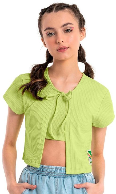 Imagem principal Blusa Cropped Curta em Ribana Verde Gloss Gloss