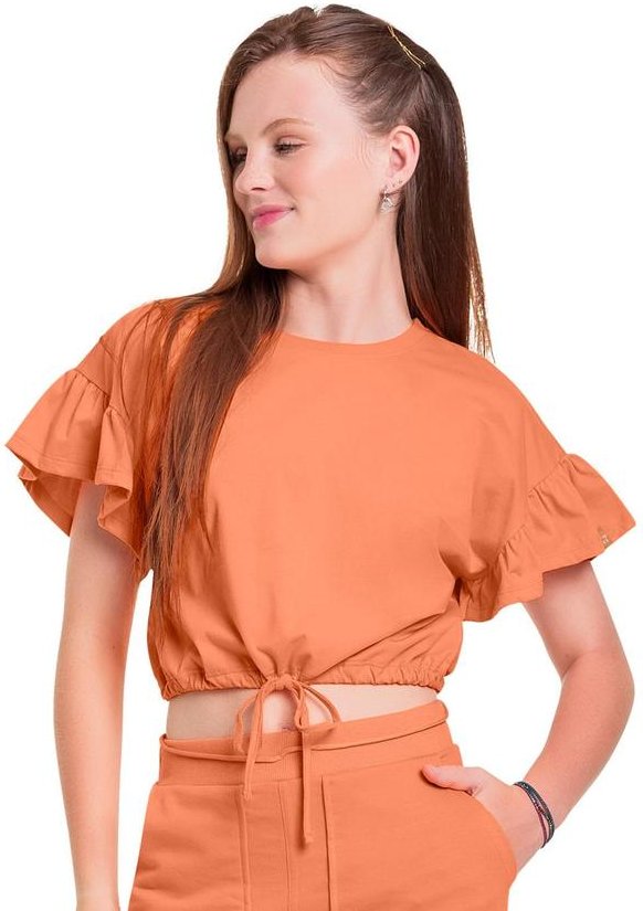 Imagem principal Blusa Cropped em Meia Malha Juvenil Preto Gloss Gloss