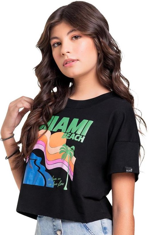 Imagem principal Blusa Cropped em Meia Malha Preto Gloss Gloss