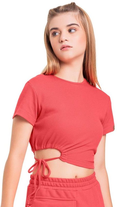 Imagem principal Blusa Cropped em Ribaninha Juvenil Laranja Gloss Gloss