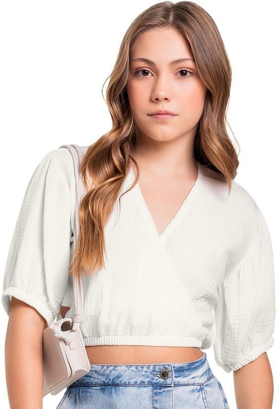 Imagem principal Blusa Cropped Manga Curta Juvenil Bege Gloss Gloss