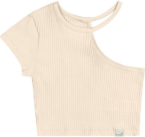 Imagem principal Blusa Cropped Ribana Canelada Juvenil Bege Gloss Gloss