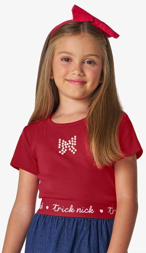 Blusa Feminina Infantil em Ribana 2x1 Vermelho