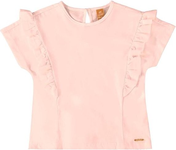 Blusa Infantil Básica em Meia Malha Rosa