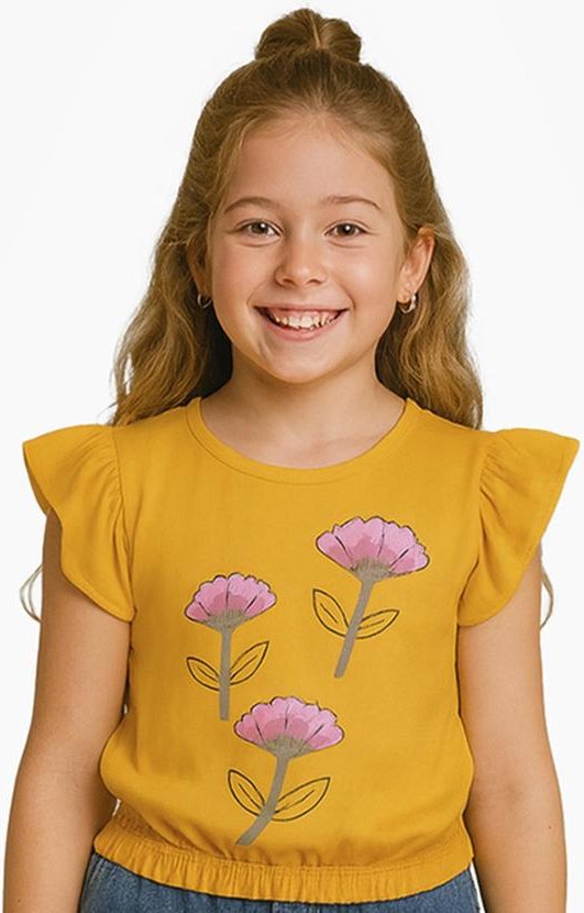 Blusa Infantil Manga Curta Laranja
