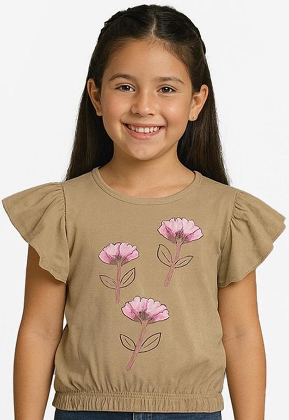 Blusa Infantil Manga Curta Rosa