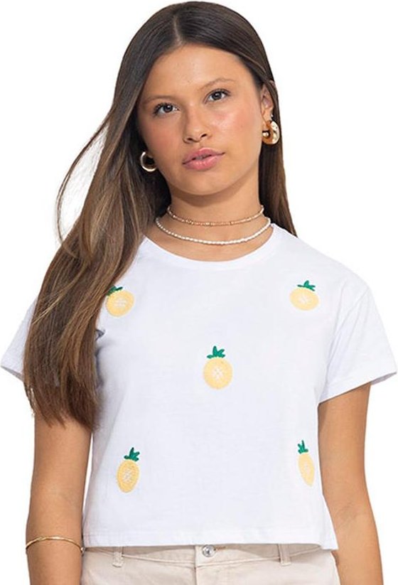 Blusa Infantil Menina Abacaxi Branco