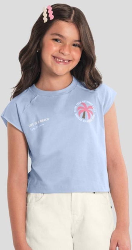 Imagem principal Blusa Infantil Menina com Estampa Tropical Azul Brandili Brandili