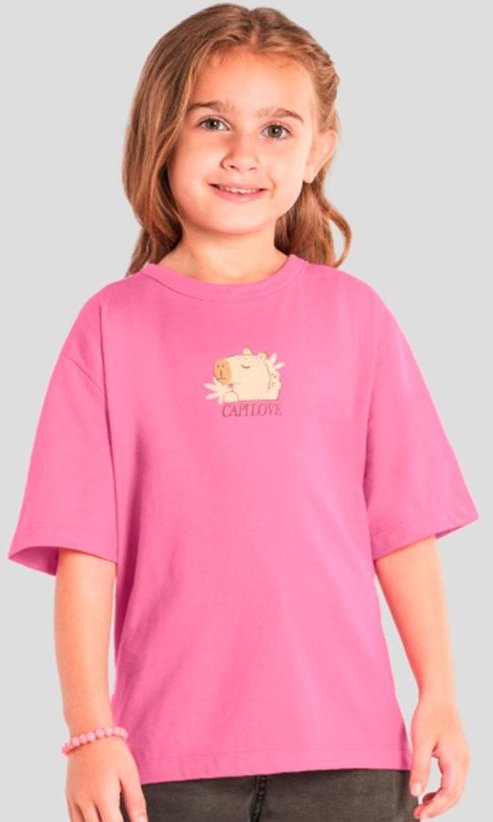 Blusa Infantil Menina de Capivara Rosa