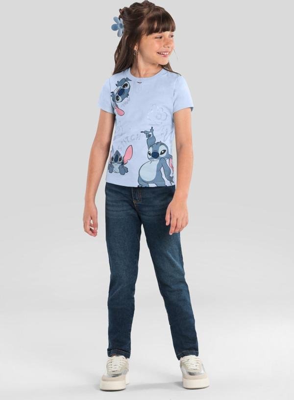 Imagem principal Blusa Infantil Menina em Malha do Stitch Azul Brandili Brandili