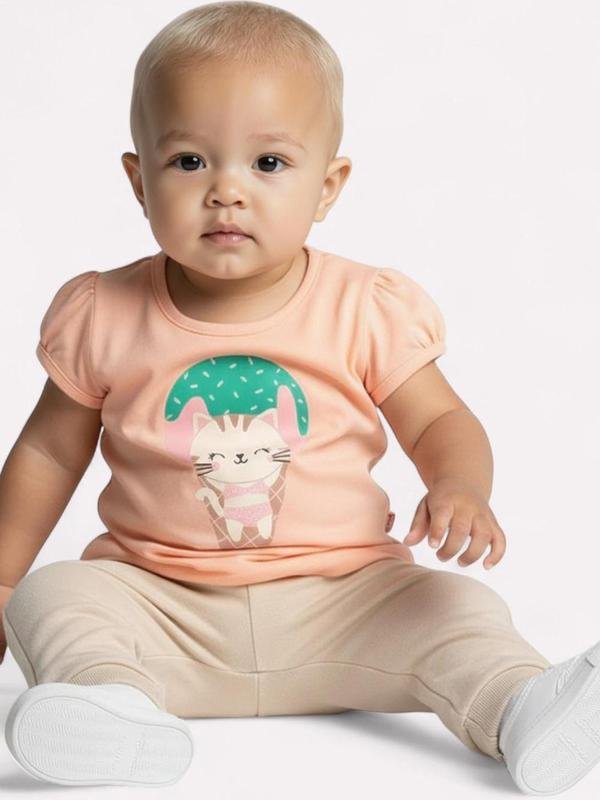 Imagem principal Blusa Infantil Menina Gatinho Laranja Kyly Kyly