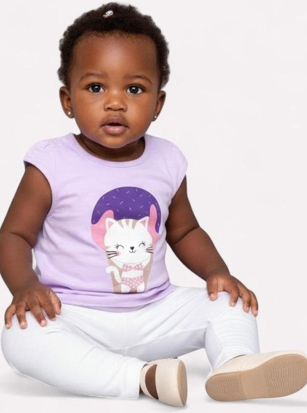 Imagem principal Blusa Infantil Menina Gatinho Lilás Kyly Kyly