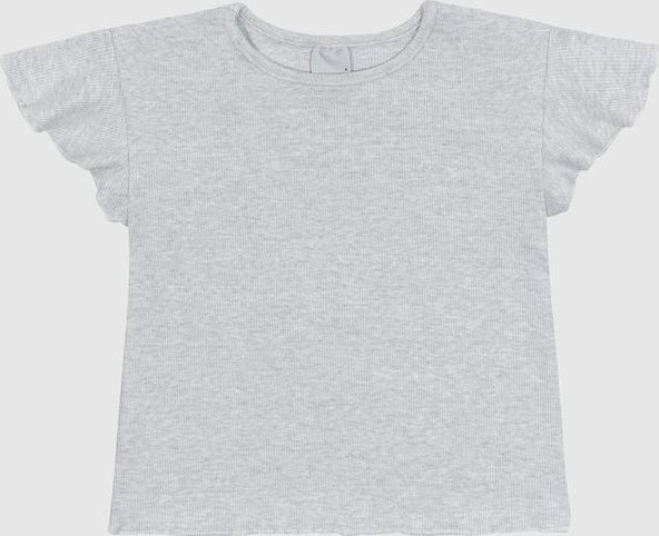 Blusa Manga Curta Babado em Ribana Algodão Azul