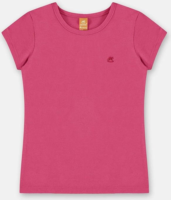 Blusa Manga Curta Básica em Cotton Rosa