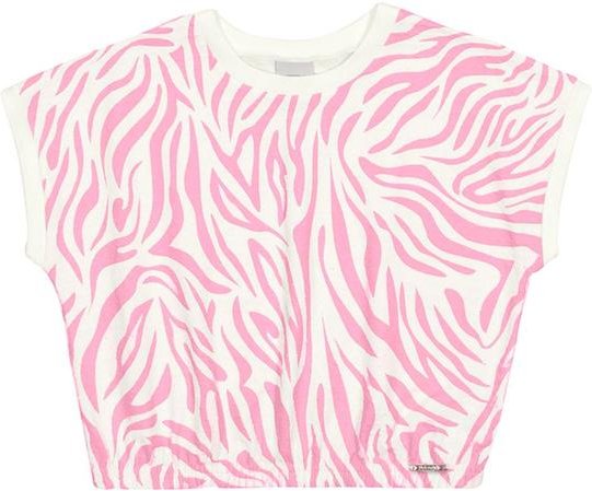 Blusa Menina Cropped com Estampa Zebra Rosa