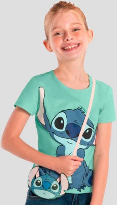 Imagem principal Blusa Menina do Stitch com Bolsinha Azul Brandili Brandili