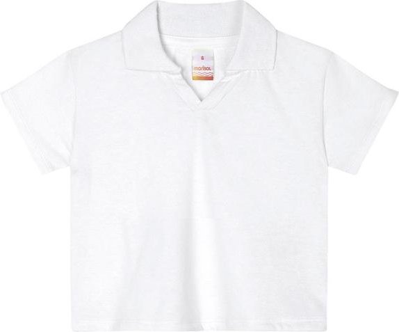 Blusa Polo Cropped Manga Curta com Aroma Branco